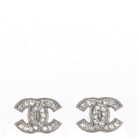 CHANEL Crystal CC Earrings Silver 215193 